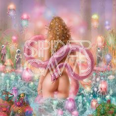 Der Text "SPIDERGAWD" steht groß im Zentrum. Eine surreale Szene mit farbenfrohen Quallen und fantastischen Kreaturen.
