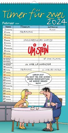 Uli Stein: Uli Stein Timer für zwei 2024: Monatskalender für die Wand, KAL