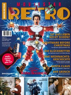 Titel: "MOVIESTAR RETRO". Untertitel: "Ist das Leben nicht schön?"  
Retro-Design mit Weihnachtsmann in elektrischer Pose.
