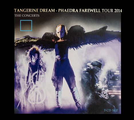 "Tangerine Dream - Phaedra Farewell Tour 2014", drei Bühnenfiguren in futuristischer Kleidung, 3 CD Set.