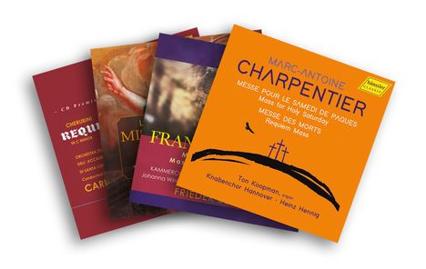 CD-Cover mit Texten: "CHERUBINI REQUIEM", "FRANZ LISZT", "MARC-ANTOINE CHARPENTIER". Enthält klassische Musik.