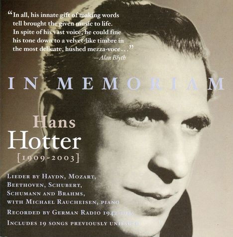 Hans Hotter - In Memoriam, 2 CDs