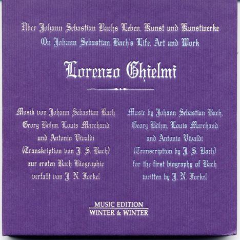 Lorenzo Ghielmi - Über JS Bachs Leben,Kunst & Kunstwerke, CD