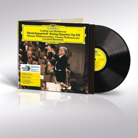 Covertext: "Ludwig van Beethoven, Streichquartett Op. 131, Wiener Philharmoniker, Leonard Bernstein". Foto eines Dirigenten.