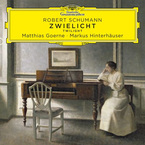 "Robert Schumann, Zwielicht, Twilight, Matthias Goerne, Markus Hinterhäuser." Gemälde: Frau am Tisch mit Buch.