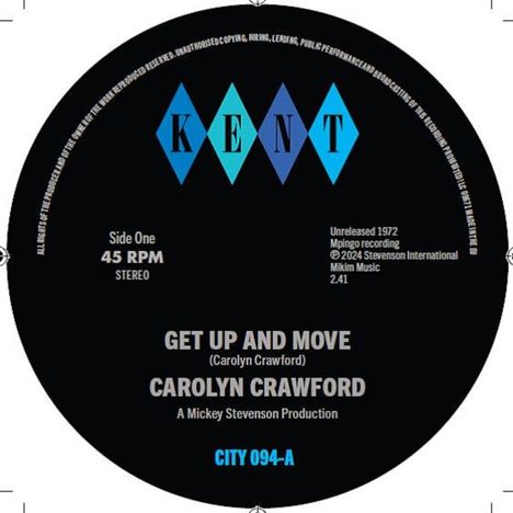 Carolyn Crawford: Get Up And Move / Sugar Boy, Single 7"