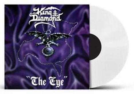 "King Diamond" und "The Eye" in stilisiertem Text auf lila Hintergrund mit einem mystischen Symbol darüber.
