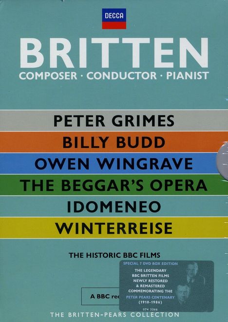 Benjamin Britten (1913-1976): Britten - Pears Collection, 6 DVDs