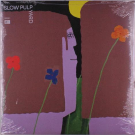 Cover mit dem Text "SLOW PULP" und "YARD". Es zeigt bunte Blumen vor einem abstrakten Gesicht.