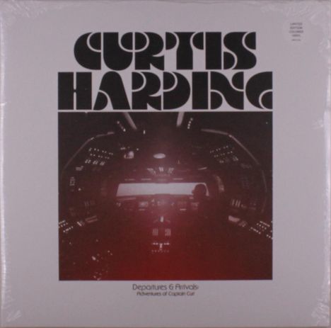 "Curtis Harding" in großer, stilisierter Schrift. Unten: "Departures & Arrivals, Adventures of Captain Curt." Zentrales Foto: Cockpitansicht.