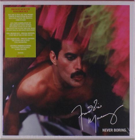 Freddie Mercury (1946-1991): Never Boring (Limited Edition Boxset), 3 CDs, 1 DVD und 1 Blu-ray Disc