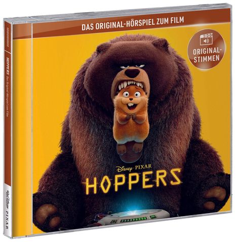 "Das Original-Hörspiel zum Film," "Original-Stimmen," "Disney Pixar Hoppers." Illustration: Ein großer Bär und kleines Tier.