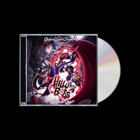 „Original Series Soundtrack Helluva Boss Season One“ steht auf einem CD-Cover mit stilisierten, dämonischen Charakteren.