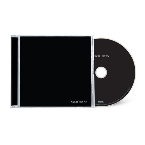 Texte: ZACH BRYAN. Ein CD-Case mit schwarzem Cover. Die CD ist schwarz mit weißem Text.