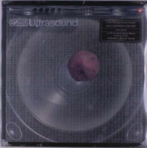 Das Bild zeigt ein Design mit "Ultrasound" und einer boxartigen Illustration mit einem Objekt in der Mitte.