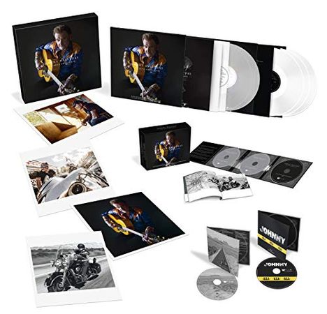 Johnny Hallyday: Son Rêve Américain (Limited Numbered Edition) (3x weißes Vinyl + 2x clear Vinyl), 3 CDs, 5 LPs und 2 DVDs