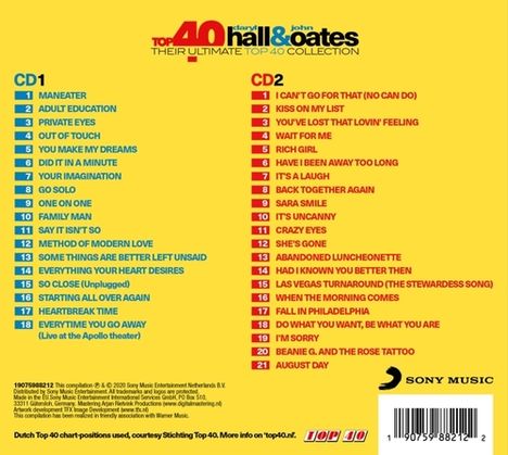 Daryl Hall &amp; John Oates: Top 40, 2 CDs