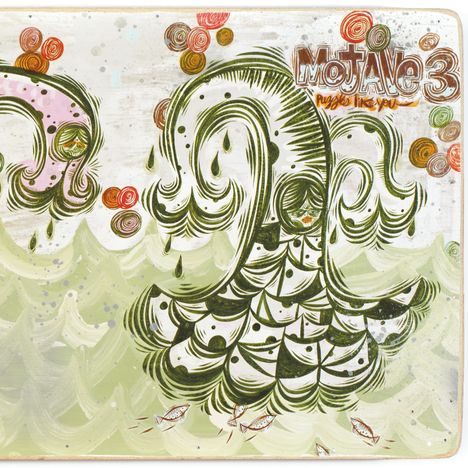 Oben steht "MotAlye 3" und "puzzle like you". Die Illustration zeigt abstrakte Formen mit welligen Mustern und bunten Spiralen.
