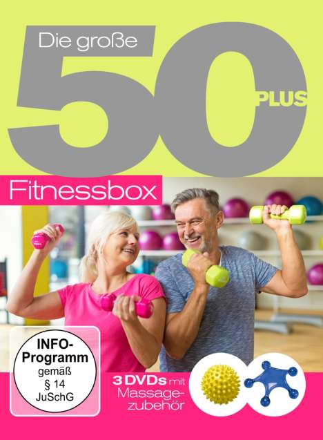 Die große 50+ Fitnessbox mit Massagezubehör, 3 DVDs