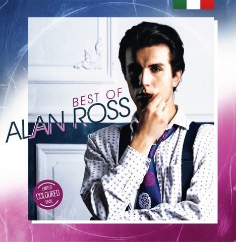 Text: "Best of Alan Ross." Ein Mann mit bedenklicher Pose, Anzug und Krawatte, italienische Flagge in der Ecke.