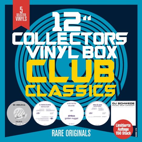 "12" Collectors Vinyl Box Club Classics". 5 Vinyls, limitierte Auflage 150 Stück. Fünf Schallplatten unten abgebildet.