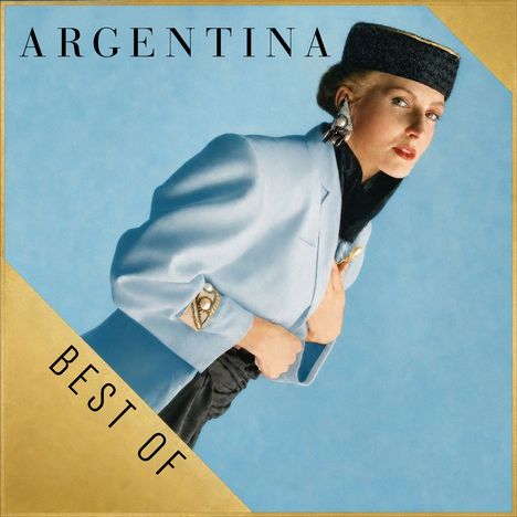 Text: "ARGENTINA BEST OF". Eine elegante Person in blauem Blazer und schwarzem Hut posiert stilvoll.