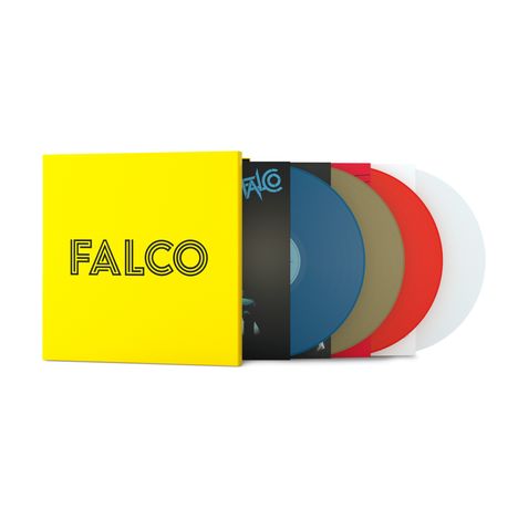 Falco: The Box (180g) (Limited Collector's Edition) (Colored Vinyl), 3 LPs und 1 Single 12"