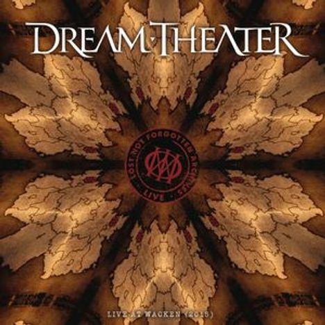 "DREAM THEATER" oben, "LIVE AT WACKEN (2015)" unten, mittig rotes Logo mit fünfzackigem, symmetrischem Muster.