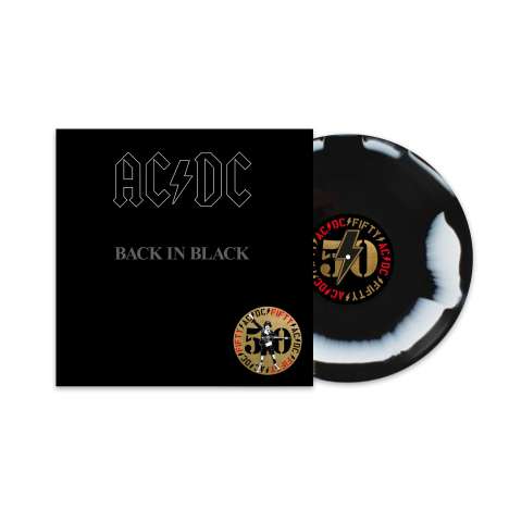 AC/DC: Back In Black (50th Anniversary) (remastered) (Limited Edition) (Black &amp; White Swirl Vinyl) (+ Artwork Print), LP