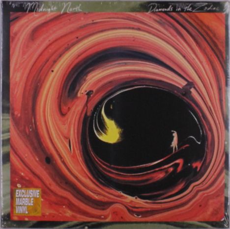 "Midnight North" oben, "Diamonds in the Zodiac" oben rechts, "EXCLUSIVE MARBLE VINYL" unten links, spiralförmiges Muster.