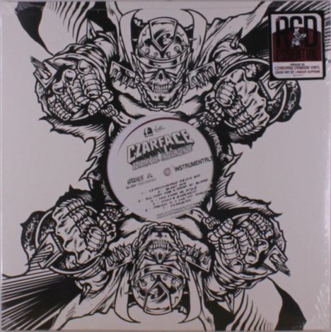 Text: "CZARFACE", "INSTRUMENTALS". Schwarz-Weiß Illustration mit vier furchteinflößenden, skelettartigen Kriegerfiguren.