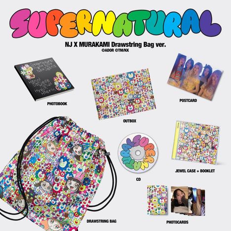 NewJeans: Supernatural NJ X Murakami (Drawstring Bag Ver.), 1 Maxi-CD und 1 Buch