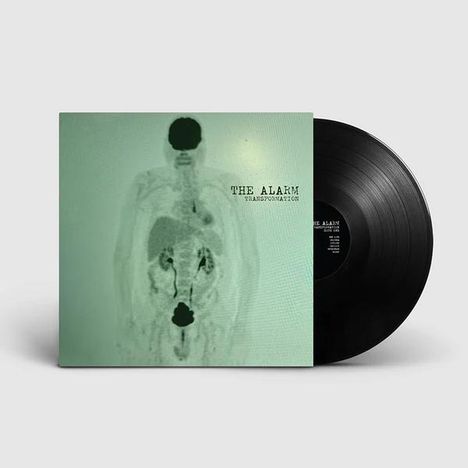 CD-Cover "The Alarm", CD und Booklet mit Songtexten, blassgrünes medizinisches Röntgenbild als Design.