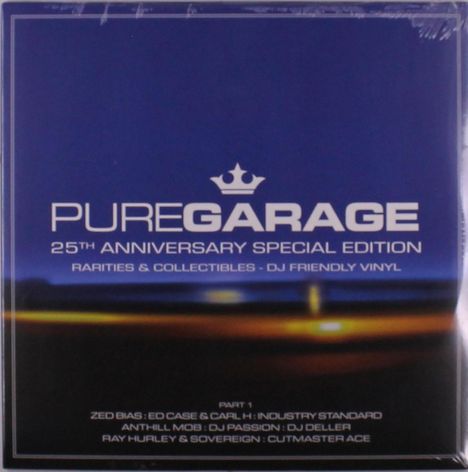 PURE GARAGE, 25TH ANNIVERSARY SPECIAL EDITION, RARITIES & COLLECTIBLES - DJ FRIENDLY VINYL. Blaues, schlichtes Design.