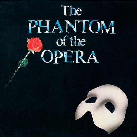 Text: "The Phantom of the Opera", "Limited Edition White Vinyl". Cover mit Rose und Maske, weiße Vinyl-Schallplatte.