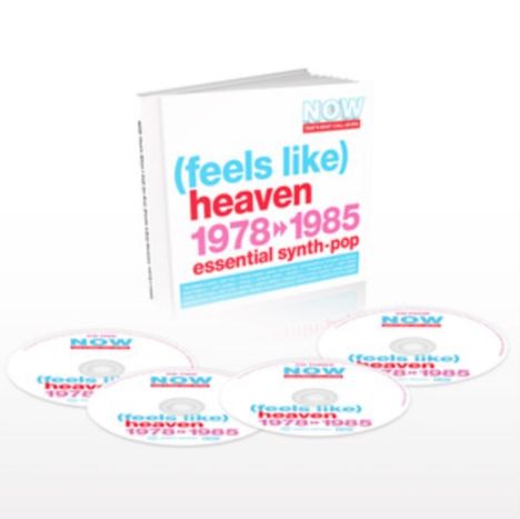"(feels like) heaven 1978➜1985 essential synth-pop." CD-Boxset mit fünf CDs und einem weißen Cover.