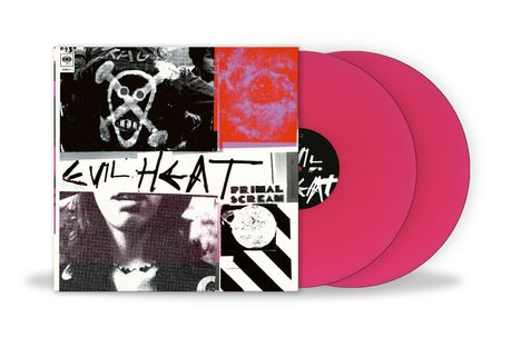 „PRIMAL SCREAM VANISHING POINT“ steht auf einem Albumcover. Doppelte weiße Vinyl-Schallplatten sind daneben.