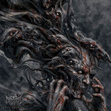 Text: "into despair"

Eine düstere, horrorartige Kreatur mit mehreren schreienden Gesichtern und verformten, fleischigen Strukturen.