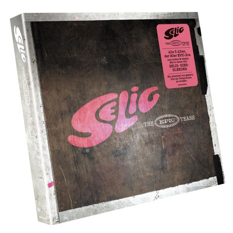 "Alle 3 Alben der 90er EPIC-Ära in einem Set! SELIG-BLENDER." Großes, rosa "Selig"-Logo auf rustikalem Hintergrund.