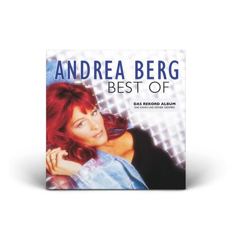 Texte: "ANDREA BERG", "BEST OF", "DAS REKORD ALBUM DAS KANN UNS KEINER NEHMEN". Frau mit rotem Haar in heller Jacke.