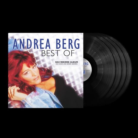 „ANDREA BERG BEST OF. DAS REKORD ALBUM, DAS KANN UNS KEINER NEHMEN.“ Frau mit roten Haaren und Jeansjacke.