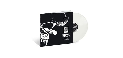 Text: RSD Essentials, 1LP, in Weißem Vinyl, "Danzig". Cover zeigt einen stilisierten Schädel mit Hörnern in Schwarz-Weiß.