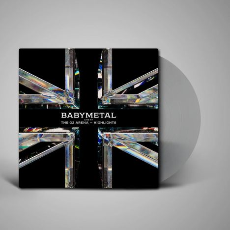"Babymetal: Live at The O2 Arena – Highlights" auf kunstvoll glitzerndem kristallähnlichem Union-Jack-Hintergrund.