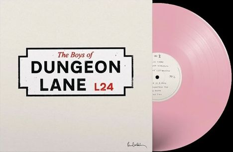 "The Boys of DUNGEON LANE L24" auf einem Albumcover mit einer rosa Schallplatte.