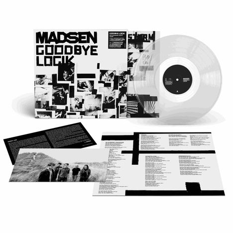 "MADSEN GOODBYE LOGIK" steht auf dem Schallplattencover in großer, markanter Schrift. Darunter sind Schwarz-Weiß-Fotos verteilt.