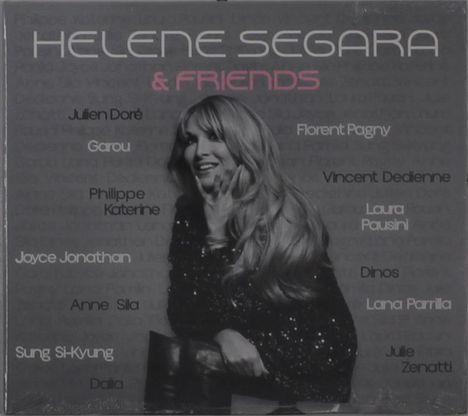"HELENE SEGARA & FRIENDS", darunter Namen wie Julien Doré. Eine Frau mit langen Haaren lächelt, lehnt auf ihrer Hand.