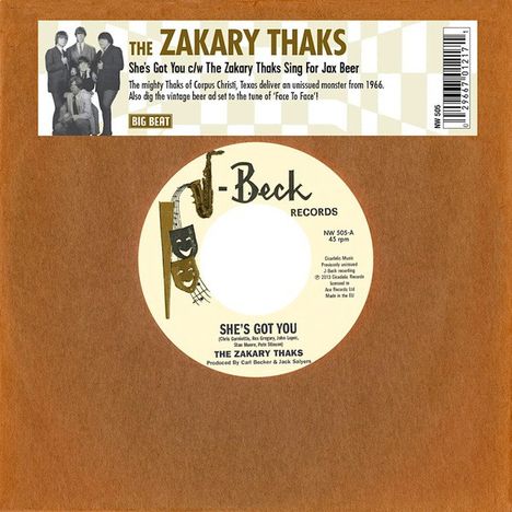 The Zakary Thaks: She's Got You/The Zakary Thaks Sings For Jax Beer, Single 7"