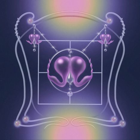 Es gibt keine sichtbaren Texte. Eine abstrakte Illustration mit geschwungenen Linien und rosa Formen auf dunklem Hintergrund.