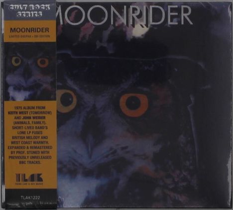 Der Text beschreibt ein Album von 1975 mit britischer Melodie und Westküstenwärme. Ein Eulenbild ist prominent zu sehen.