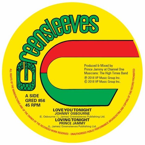 Johnny Osbourne &amp; Prince Jammy: Love You Tonight (4-Track EP) (45 RPM), Single 12"